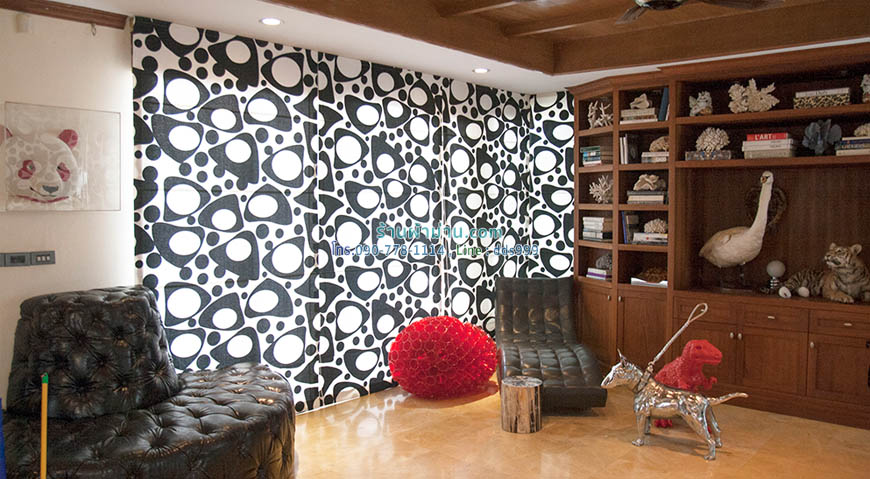 ผลงานติดม่านพับ ลายขาวดำ หมู่บ้าน Noble House เอกมัย 22